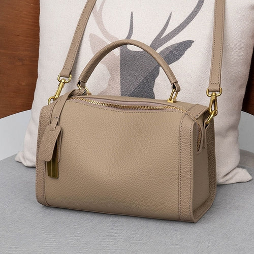 牛革ボストンバッグ黒|カーキ|3 通りの使い方|牛革ハンドバッグ|牛革斜め掛けバッグ