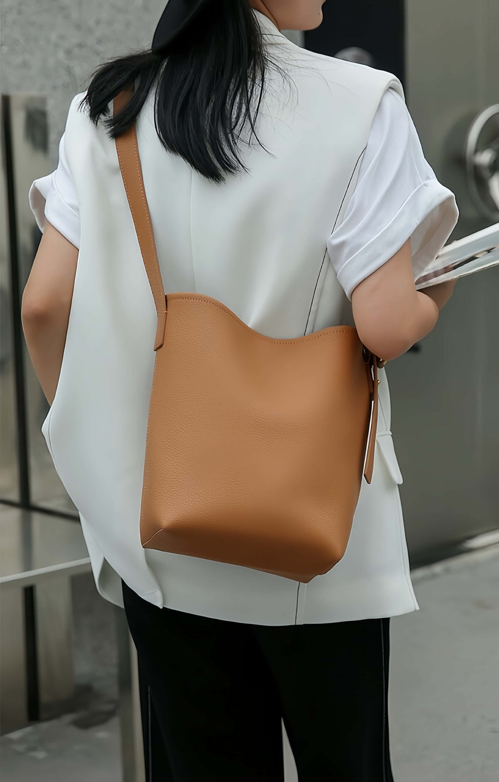 3WAYレザーバッグ|3色|牛革ショルダーバッグ|レザーバケツバッグ