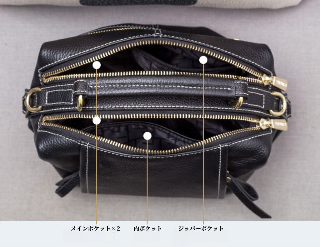 黒|カラメル|牛革ハンドバッグ|牛革斜ショルダーバッグ|ボストンバッグ
