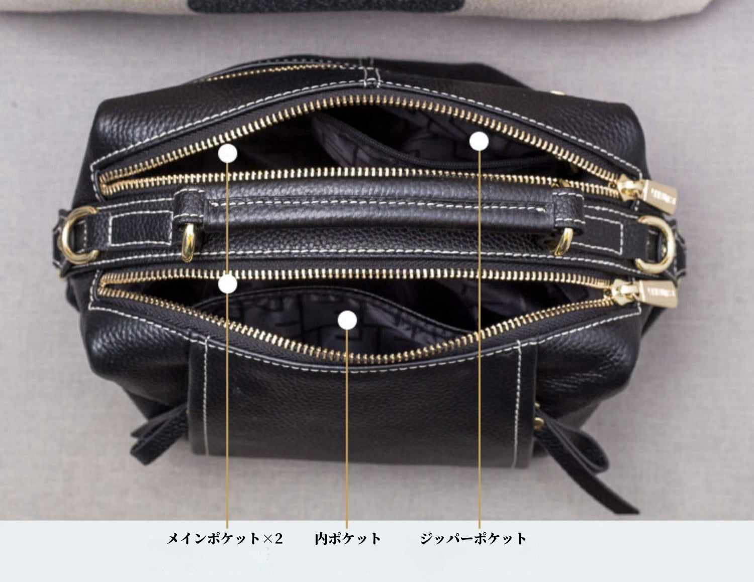 黒|カラメル|牛革ハンドバッグ|牛革斜ショルダーバッグ|ボストンバッグ