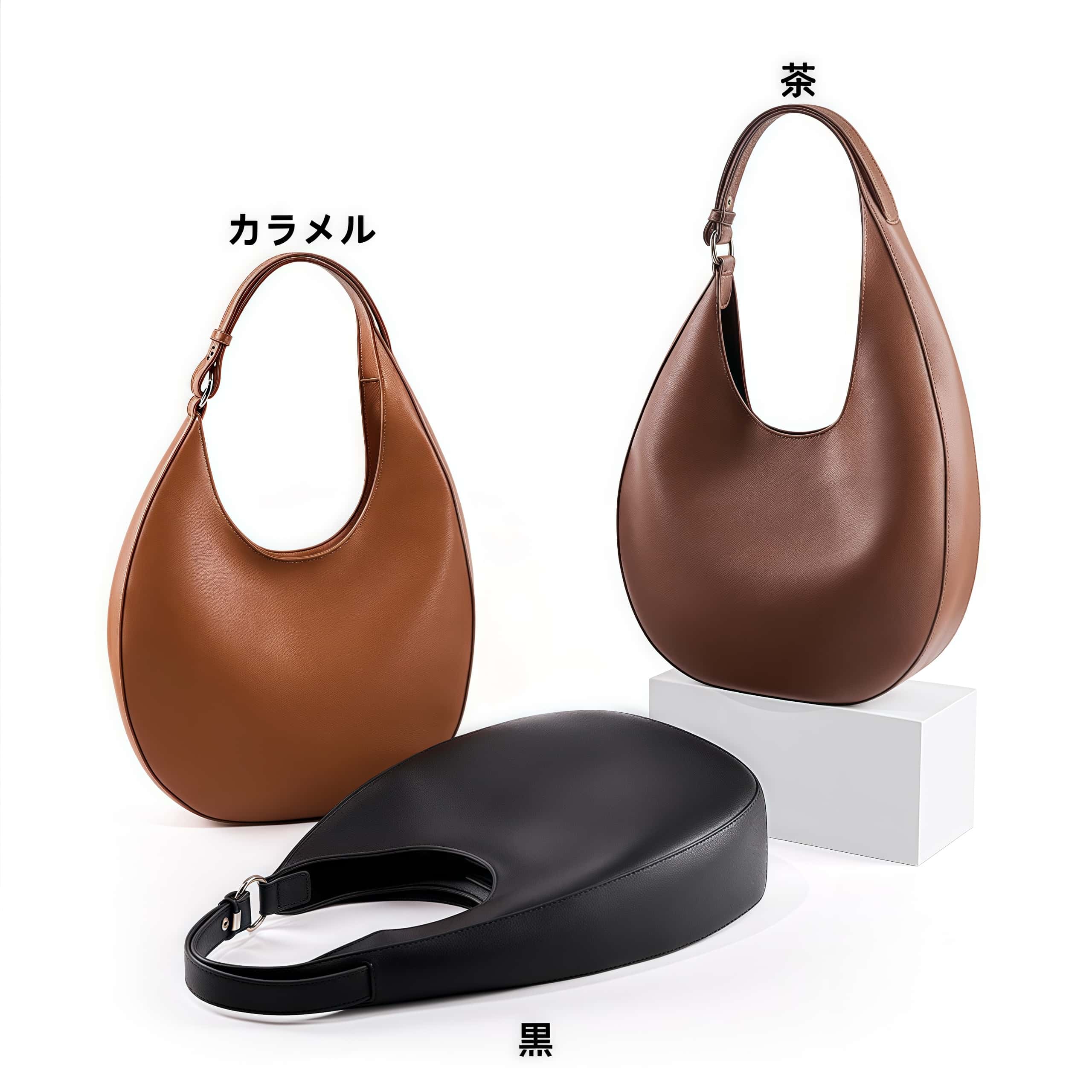 カラメル|黒|茶|牛革ショルダーバッグ|牛革トートバッグ|サコッシュ