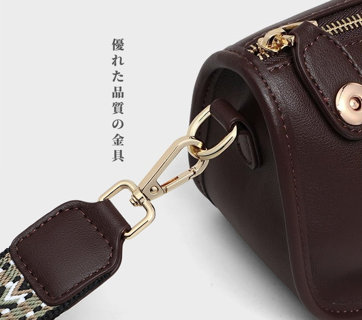 茶|牛革サコッシュ|ショルダーバッグ|携帯ポーチ|斜め掛けバッグ