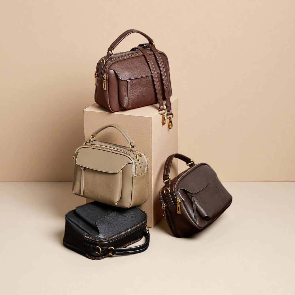 【全4色展開】本革 3WAY|ミニボストンバッグ|レディース ハンド |ショルダー|通勤|デイリー|高級感本革バッグ