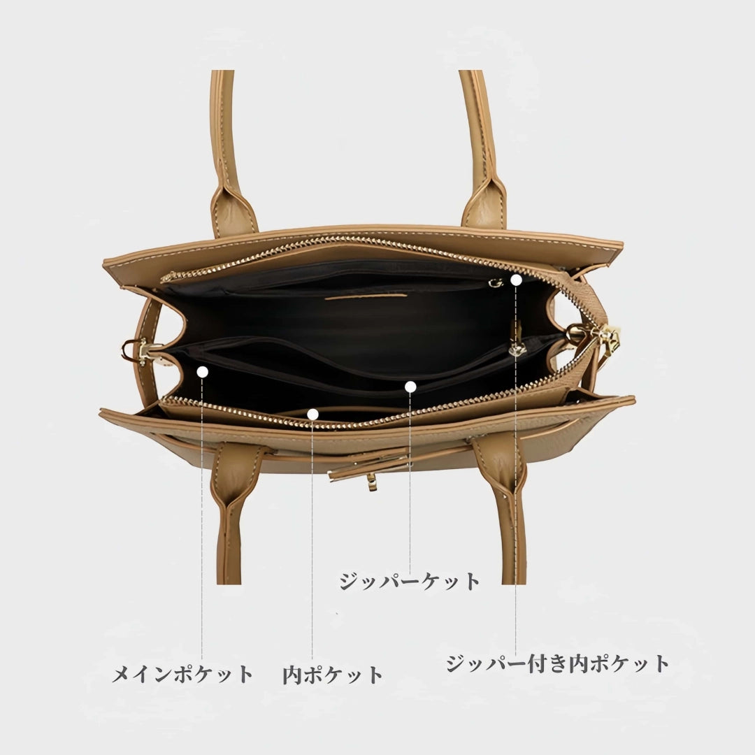 本革ハンドバッグ|牛革ショルダー 斜めがけ|カーキ|3way