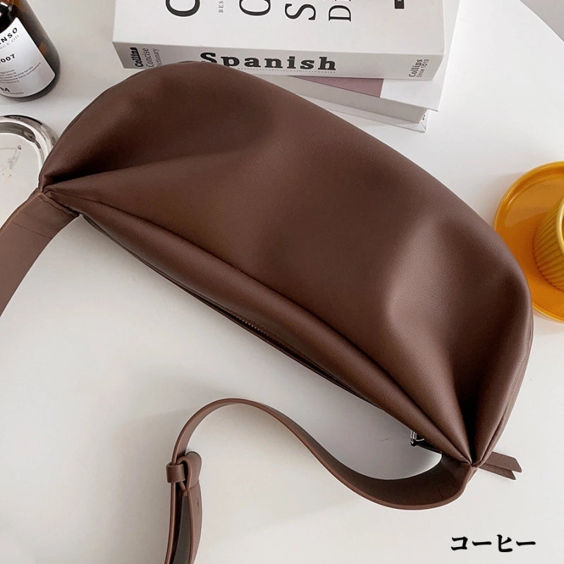 ユニセックス|本革クロワッサンバッグ|牛革ショルダーバッグ|全2色