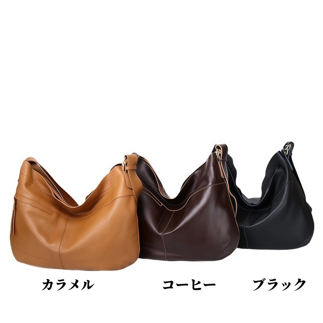 ソフトレザートートバッグ|牛革ショルダーバッグ|大容量|通勤|3カラー|A4対応