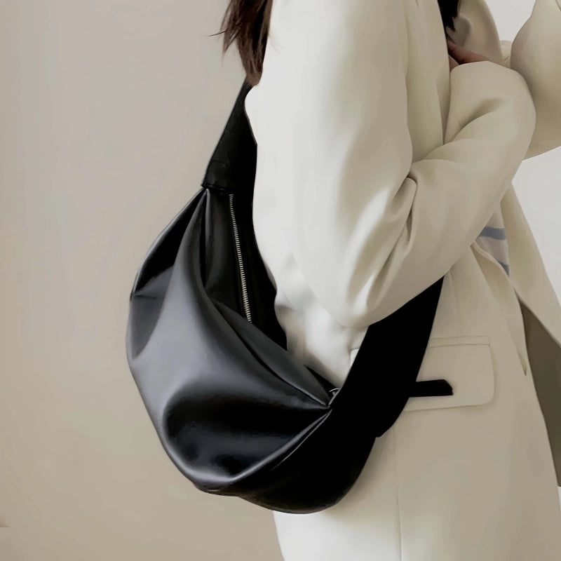 ユニセックス|本革クロワッサンバッグ|牛革ショルダーバッグ|全2色