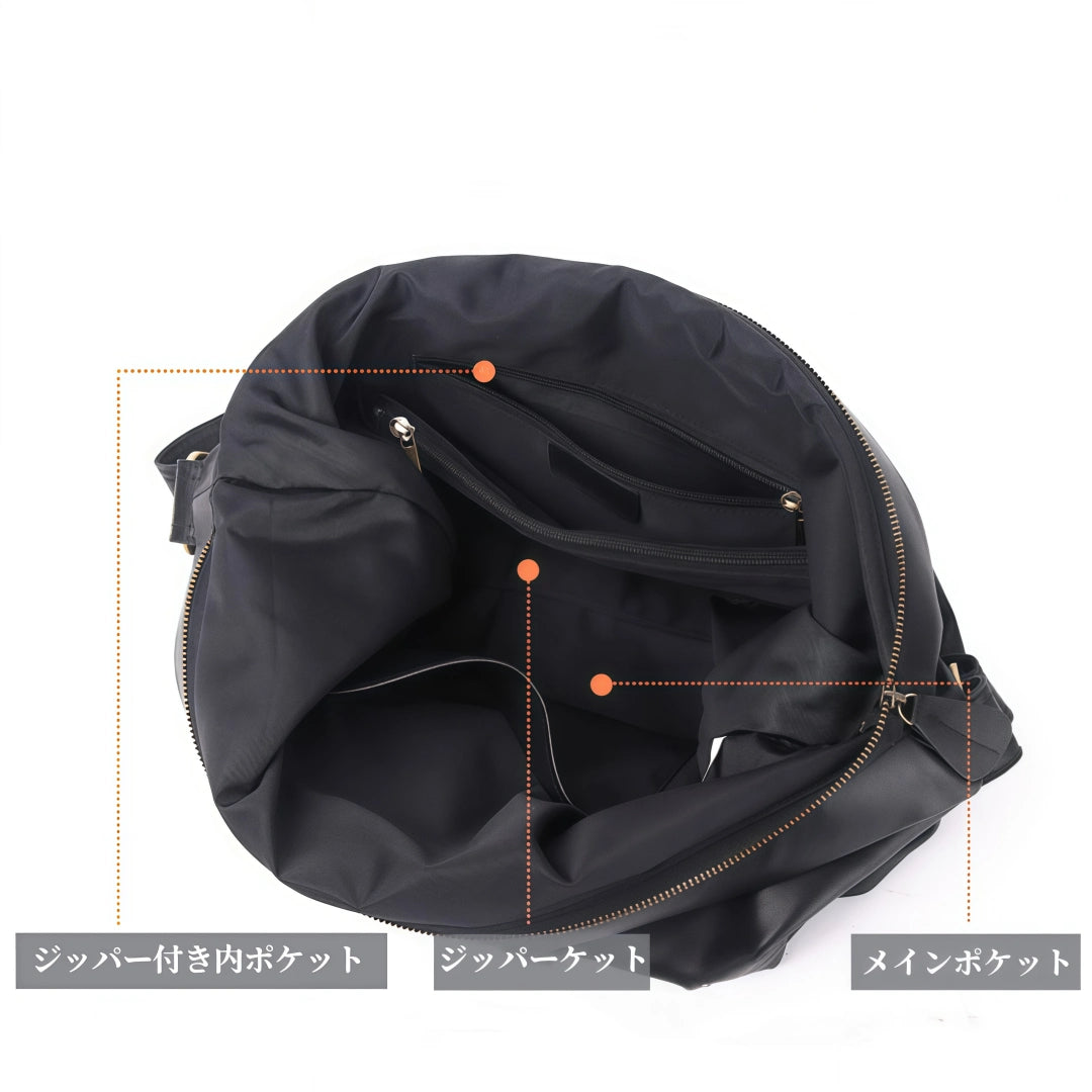 2WAY本革斜め掛けショルダーバッグ 14インチ PC・A4 対応 大容量牛革トート レディース  ブラック・グレー 全2色展開 通勤