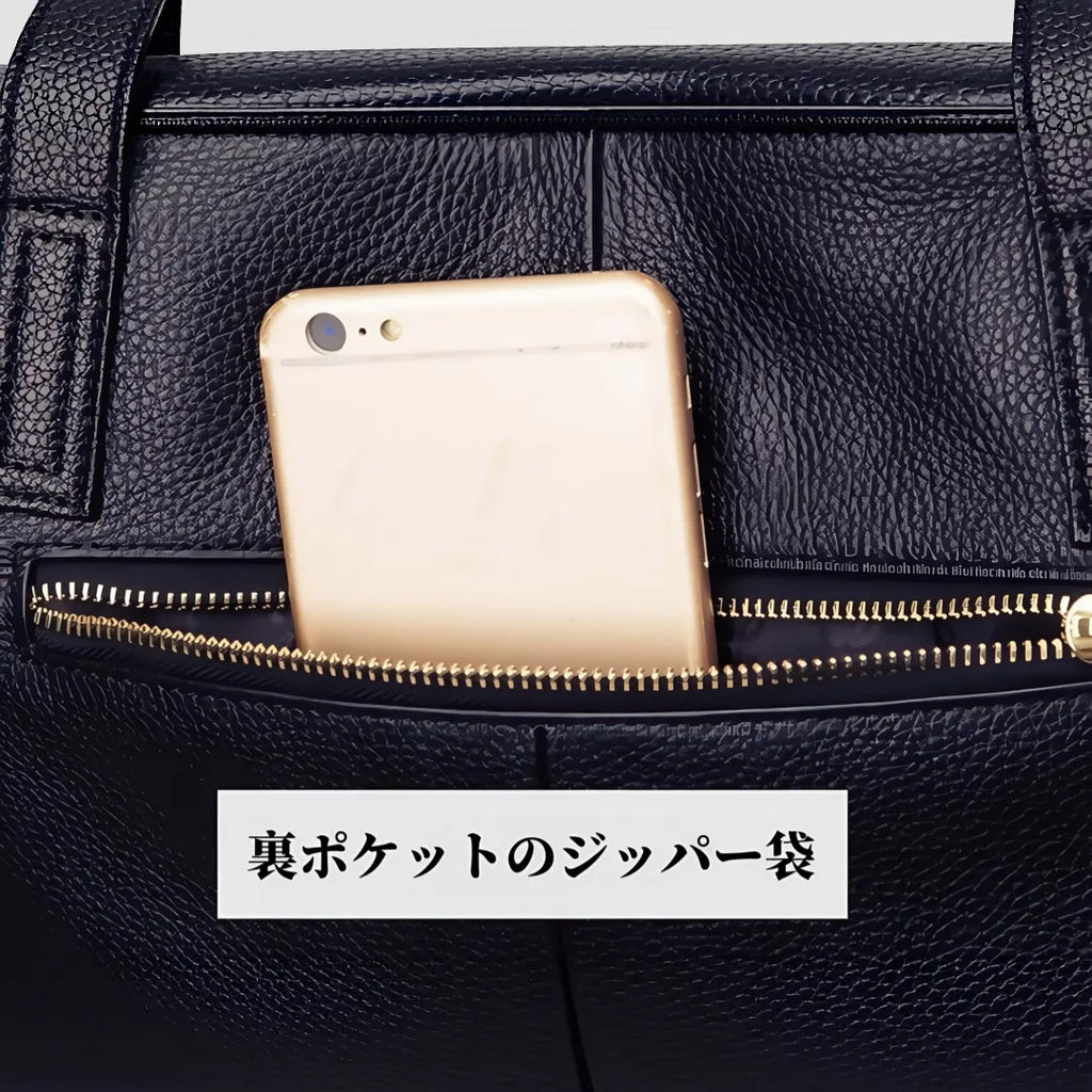 本革3WAYトートバッグ|牛革ハンドバッグ|レディース|ブラック|A4 対応