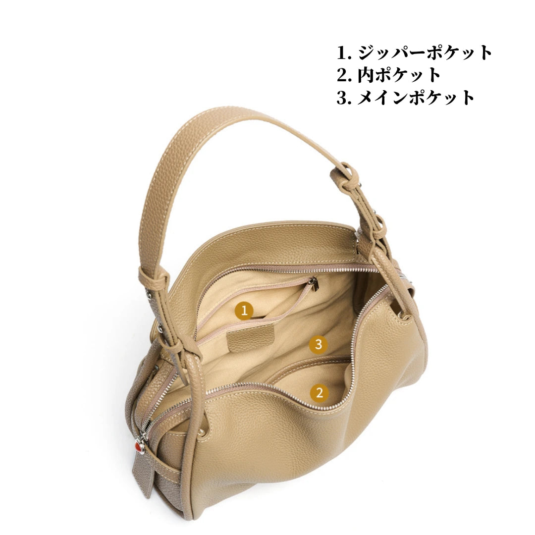 本革|3WAYハンドバッグ|大容量|肩掛け斜めがけ|全3色展開