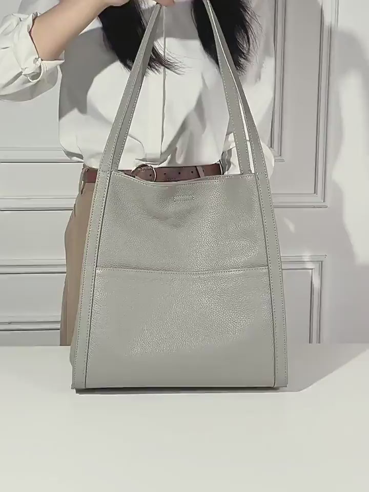 レザートートバッグ|本革2WAYショルダーバッグ|大容量|3カラー|M・L サイズ展開